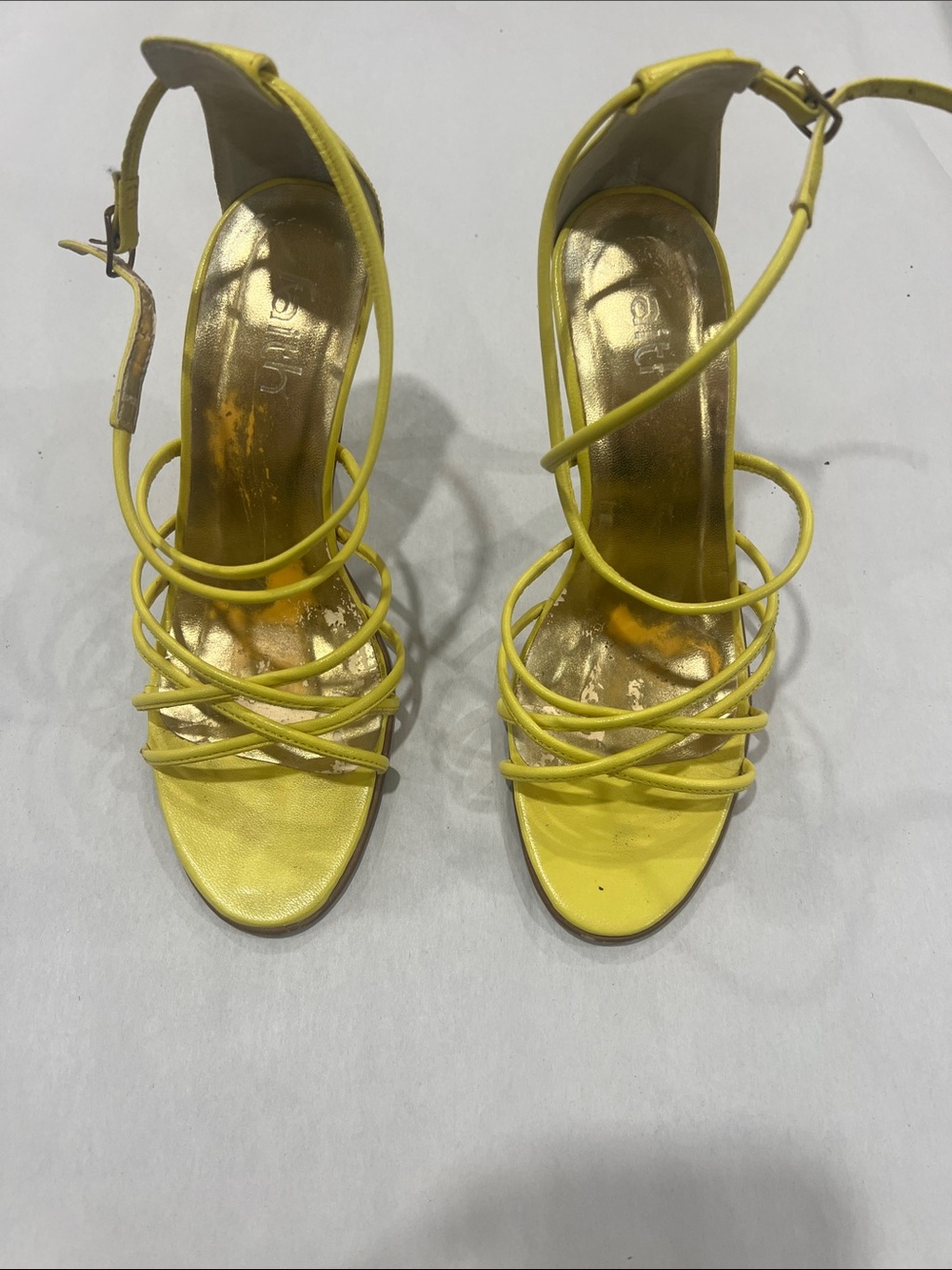 Strappy Yellow Stiletto Sandals - Women's Dress Heels